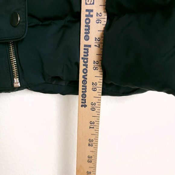 ZARA Fur Long Quilted Down Fill Puffer Jacket Parka Coat Emerald Medium Gorpcore - Picture 5 of 12